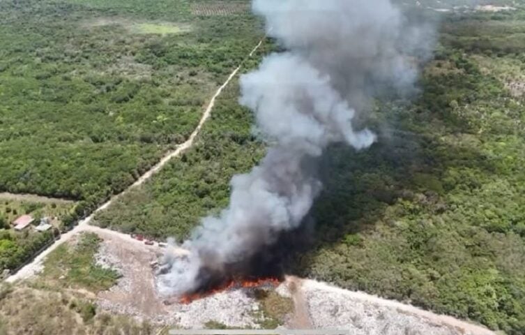Residents concerned over toxic smoke while firefighters battle dump blaze