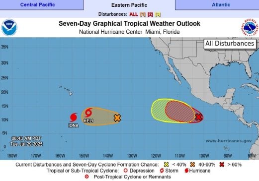 Eastern Pacific produces Category 3 Hurricane Iona while Atlantic remains eerily quiet