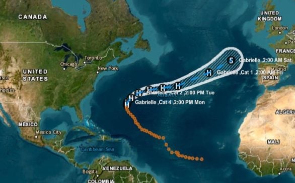Atlantic’s Gabrielle gains major status hours after developing into a hurricane