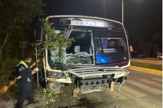 Firemen free trapped bus driver in single vehicle mishap