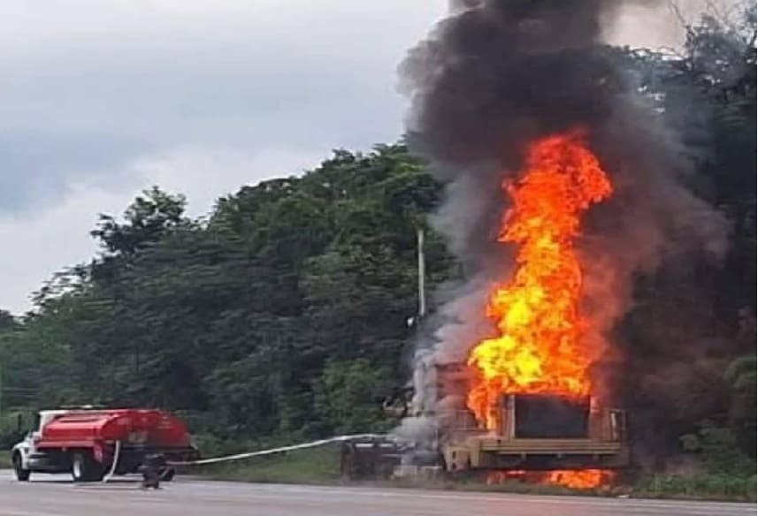 Industrial vehicle fire now investigated as accident after firemen find car underneath