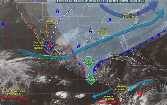 Approaching cold front causing rain as polar air nears peninsula