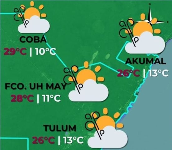 Back-to-back cold fronts keeping Cancun Riviera Maya thermometers dipped low at night