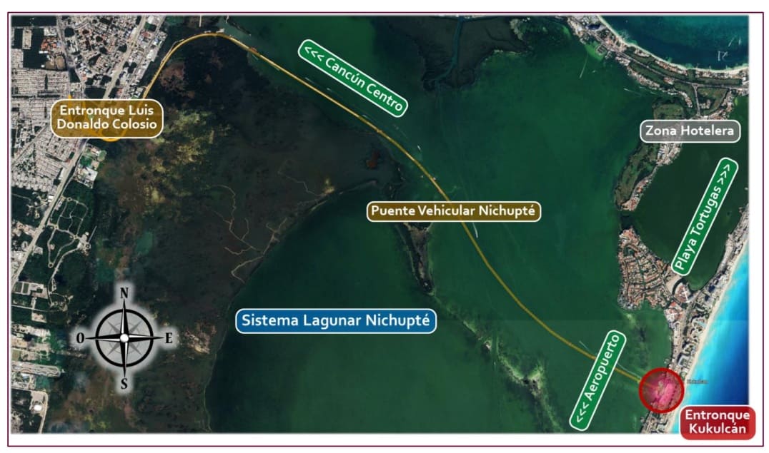 SICT plans 770 meter long overpass to relieve traffic at Nichupte bridge on Kukulkán Boulevard